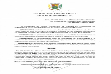 Decreto Legislativo nº 013/2016