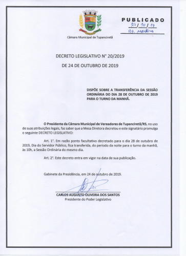 DECRETO LEGISLATIVO Nº20/2019