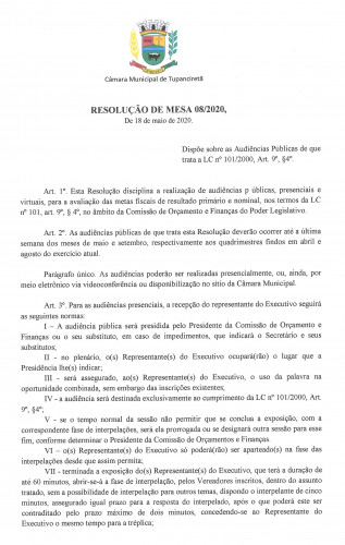 Relatório de Metas Fiscais do 1º Quadrimestre de 2020.