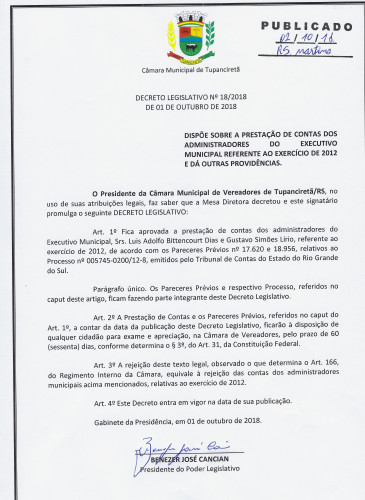 DECRETO LEGISLATIVO N° 018/2018