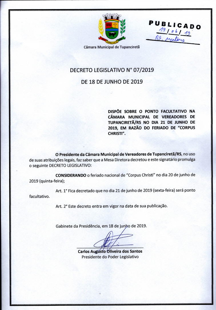 Decreto Legislativo nº 07/2019