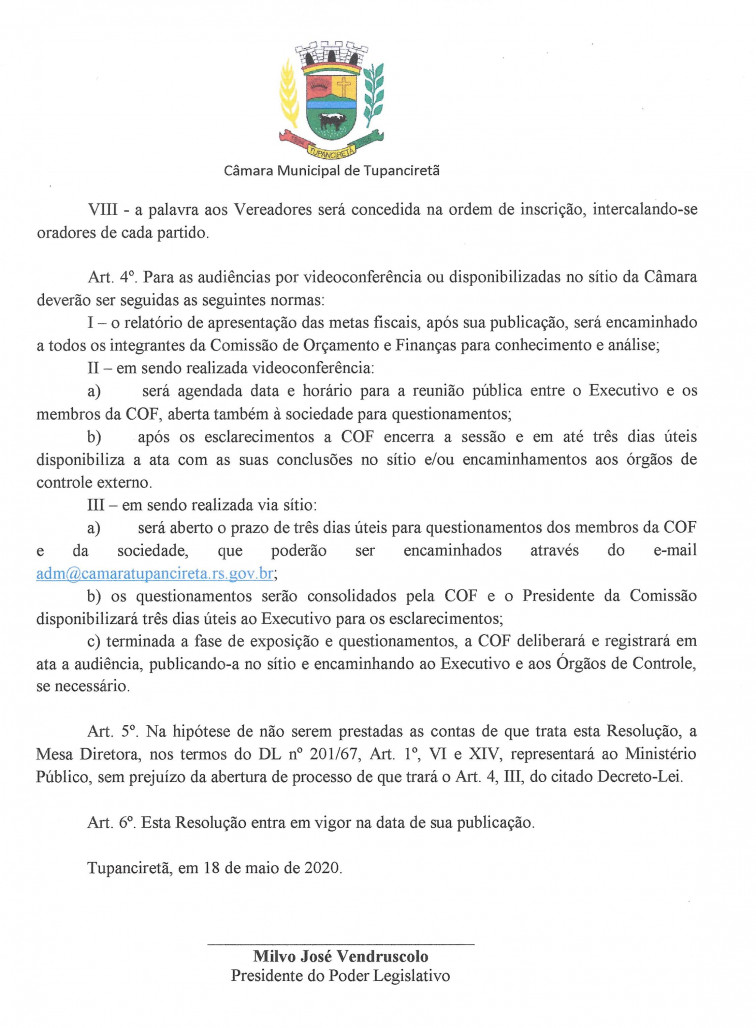 Relatório de Metas Fiscais do 1º Quadrimestre de 2020.